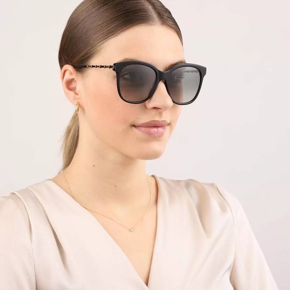 NEW GUCCI WOMEN BLACK GRAY CAT EYE SUNGLASSES GUCCI - Picture 2 of 7